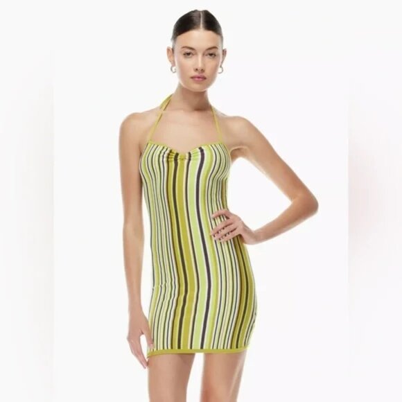 Aritzia Sunday Best Striped Halter JETT Mini Dress Size Medium - Picture 1 of 9